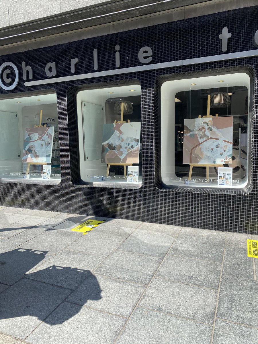 Feauturing local artists work in my Dundee Hair and Beauty Salon windows.