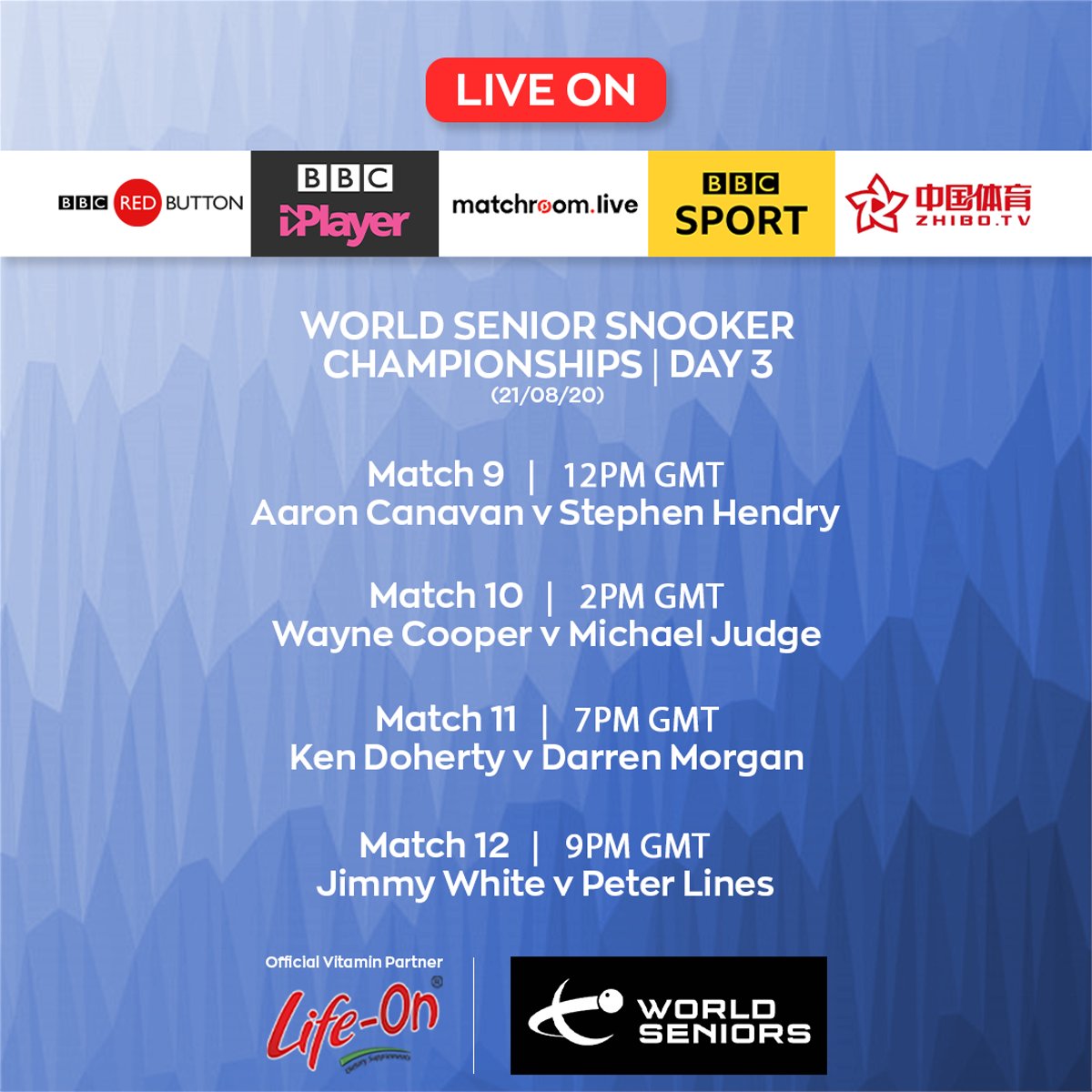 LifeOn_LTD's tweet photo. Day 3 of the @WorldSeniors tournaments is commencing at 12 pm today! 🙌
Which players do you think will make it into tomorrows final?
#HomeOfSnooker #CrucibleTheatre #WorldSeniors #WorldSeniorsSnooker #Snooker #DarrenMorgan #WayneCooper #GartFiltness #MichaelJudge https://t.co/EhzSwDg2rL