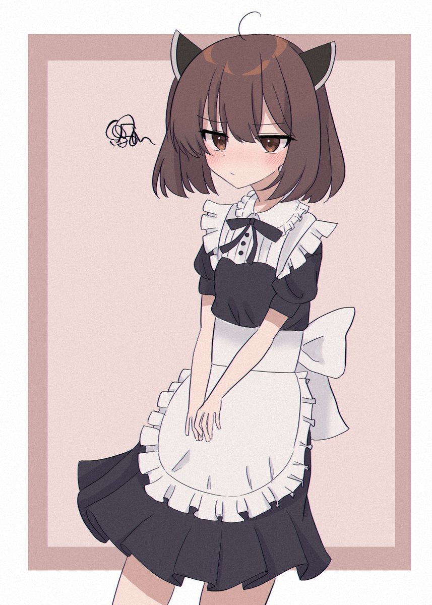 touhoku kiritan 1girl solo apron brown hair alternate costume headgear enmaided  illustration images