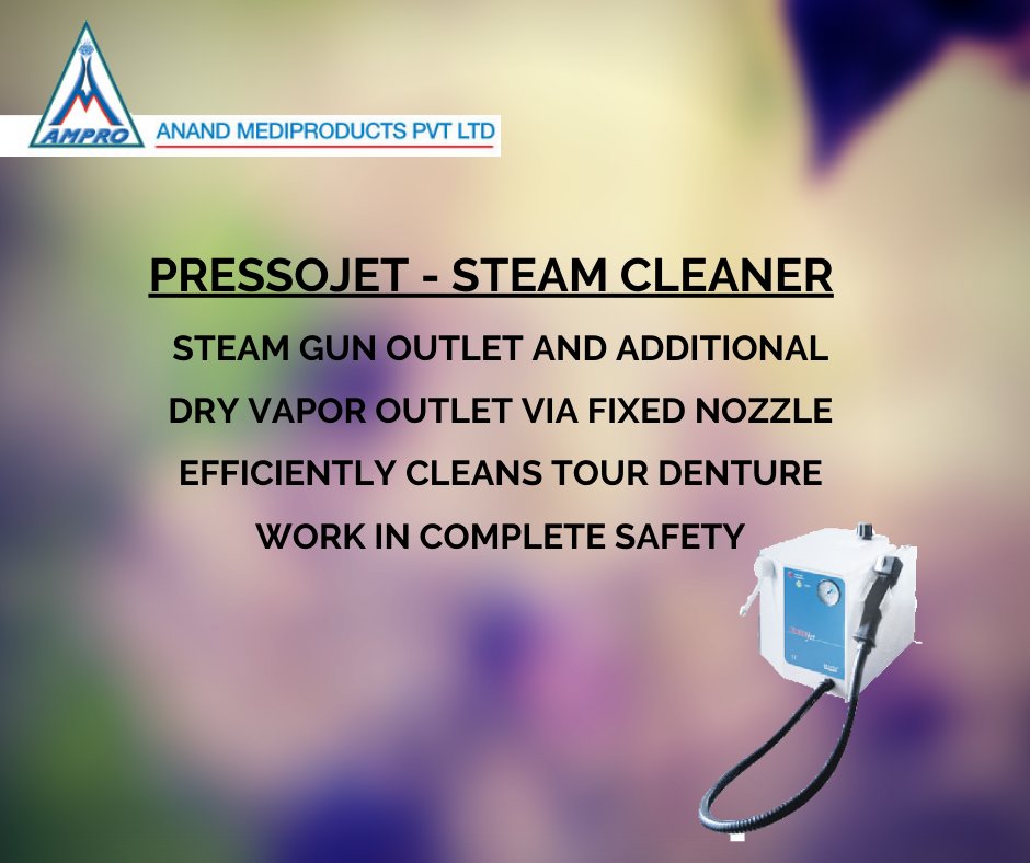 abatech_aba's tweet image. Pressojet - Steam Cleaner
Steam gun outlet and additional dry vapor outlet via fixed nozzle Efficiently cleans tour denture work in complete safety.
Shop now at - shop4smile.in/product/presso… 
#ABATechnologies #shop4smile  #DentalClinic #PressojetSteamCleaner #ampro #steamcleaner