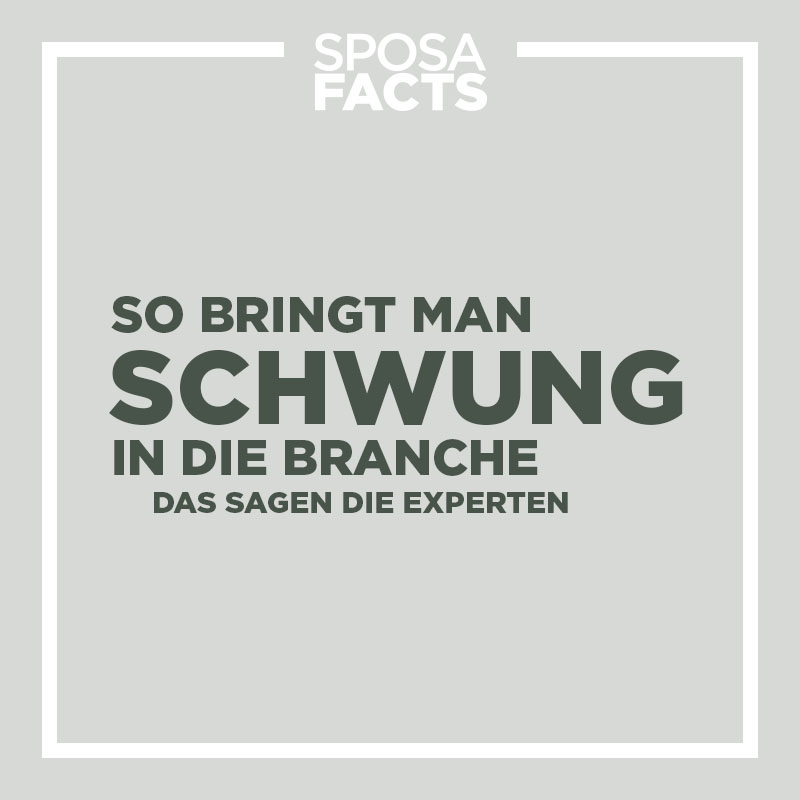 SO BRINGT MAN SCHWUNG IN DIE BRANCHE
Was unternimmt die Branche, um den Hochzeitsmarkt weiter anzukurbeln? Wir haben bei einigen Playern nachgefragt.
sposafacts.eu/news/sposa-sto…

#sposafacts #sposafactsmagazin #branchennews #news #hochzeitnews #hochzeitsindustrie #sposastories