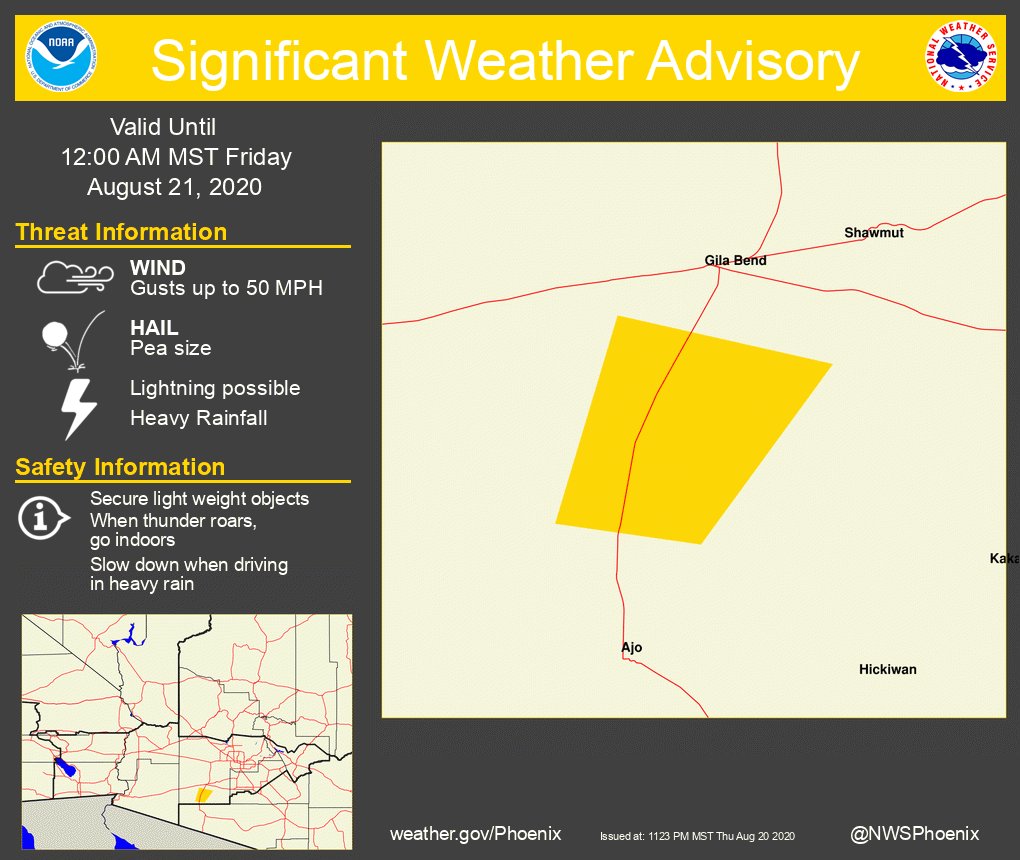 Significant Weather Advisory for Maricopa County until 1200 AM MST