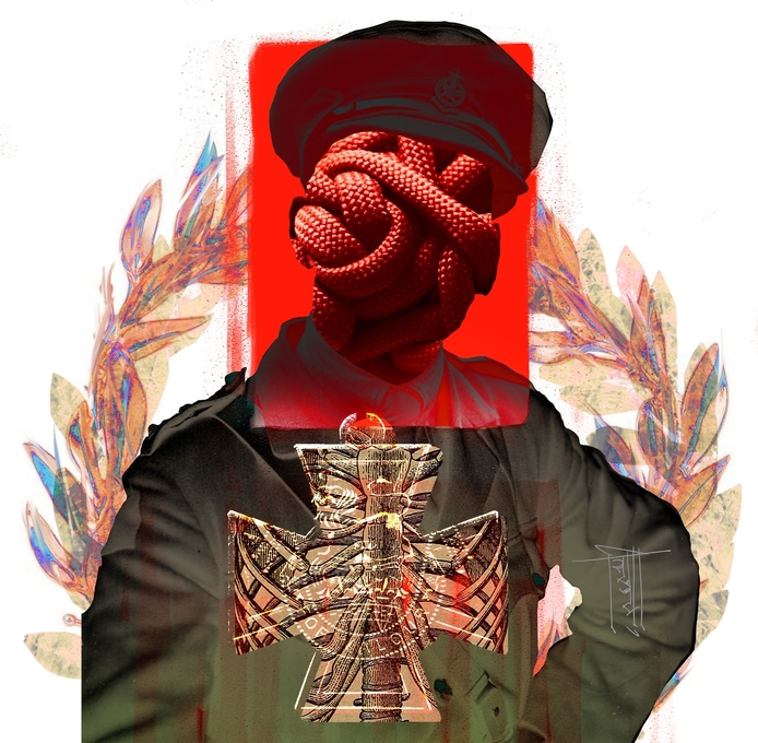 I went with a photomontage style for  @MetroNir's translation of Uttam Kunwar's article on Bhupi Sherchan  https://www.recordnepal.com/art-letter/ive-been-writing-a-memoir-bhupi-sherchan/ Enjoyed this process a lot. Thinking about all the visual metaphors and interpretations.