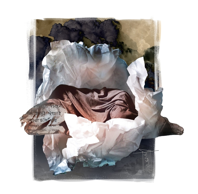 I went with a photomontage style for  @MetroNir's translation of Uttam Kunwar's article on Bhupi Sherchan  https://www.recordnepal.com/art-letter/ive-been-writing-a-memoir-bhupi-sherchan/ Enjoyed this process a lot. Thinking about all the visual metaphors and interpretations.