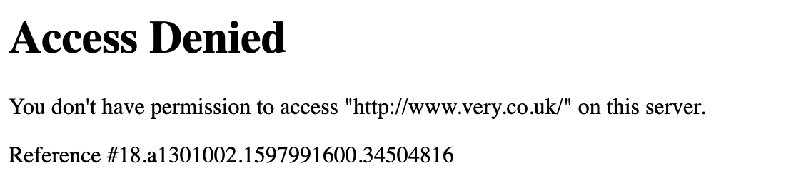 Symmetris's tweet photo. @verynetwork Why are your servers blocking an entire UK subnet (People are blocked from accessing your site).  Been fobbed off for weeks!  Sort it our Very! https://t.co/2xhW5KpMLJ