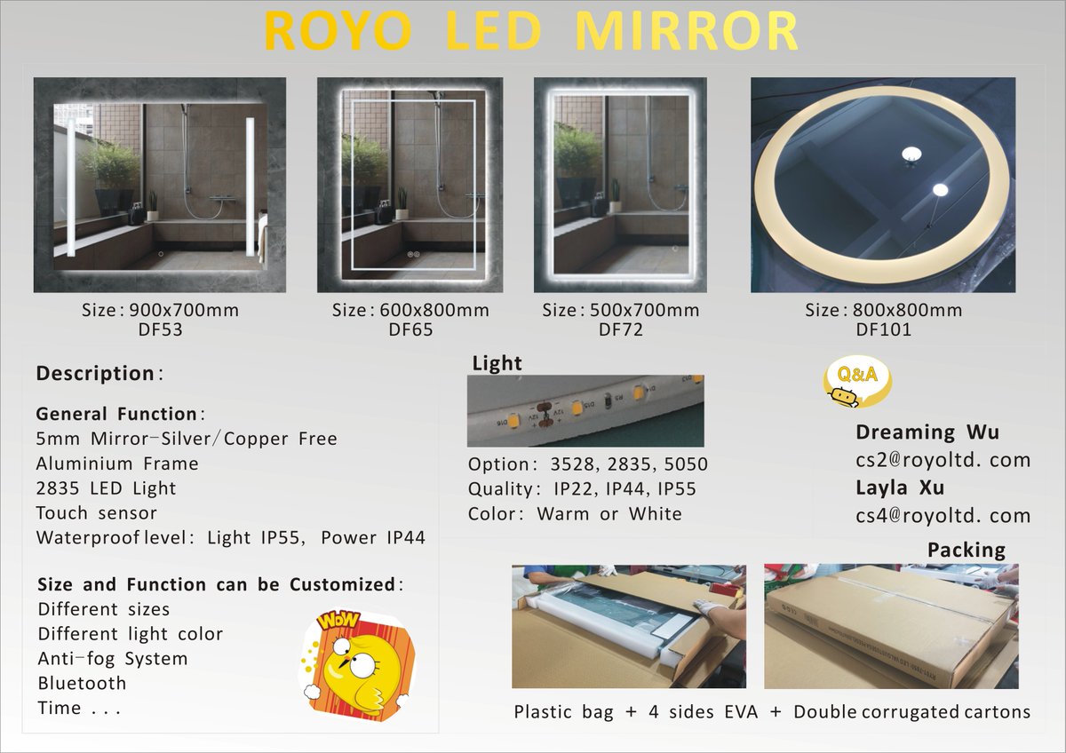 One batch LED mirrors 
Rectangle, square, round, any shape you want, we can do for you! ☺️☺️☺️
#LED #MIRROR
cs4@royoltd.com