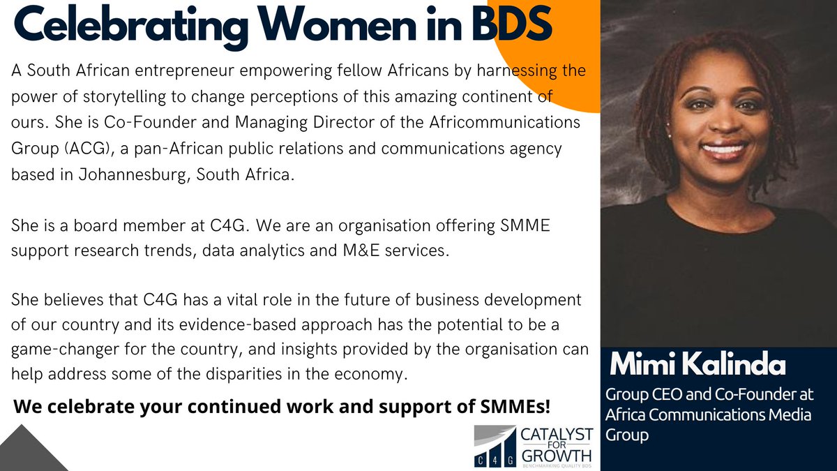 C4G is celebrating women in the SMME support space this August. Meet Mimi Kalinda. <a href="/MKalinda/">Mimi Kalinda 🇷🇼 🇨🇩 🇿🇦 🇺🇸</a>   #womensmonth2020 #smallbusinesssupport