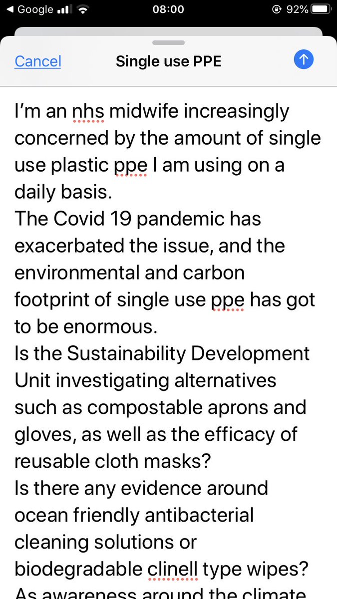 ClimateMidwife's tweet photo. Today’s email. Please feel free to send one too! #plasticpollution #ClimateEmergency @sduhealth @GreenerPractice https://t.co/XLoLe918at