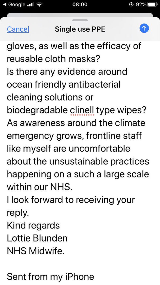 ClimateMidwife's tweet photo. Today’s email. Please feel free to send one too! #plasticpollution #ClimateEmergency @sduhealth @GreenerPractice https://t.co/XLoLe918at