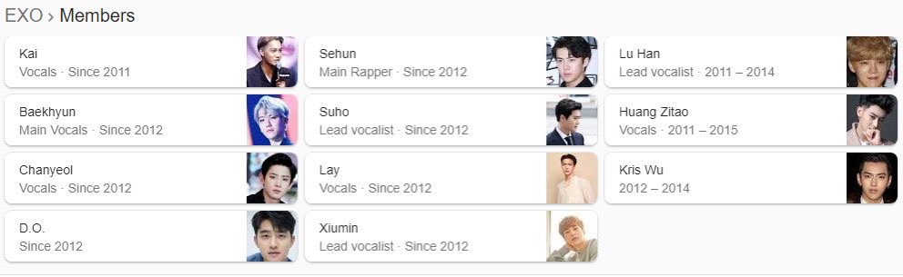 _ayuIU's tweet photo. Hello @Google! CHEN (Kim Jongdae) is still and always a part of @weareoneEXO. For your information, EXO consists of 9 members: Xiumin, Suho, Lay, Baekhyun, Chen, Chanyeol, D.O., Kai and Sehun! Please fix this as soon as possible. Thank you. https://t.co/jN0xL3AAzJ https://t.co/kt9XO6ua0i