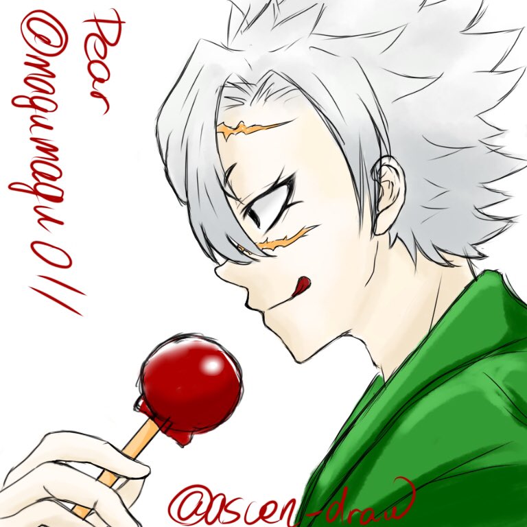 @magumagu011 できたーー!
舌ぺろ描きたかったので、こちらを描かせていただきました〜。
リンゴ飴うまそ。 