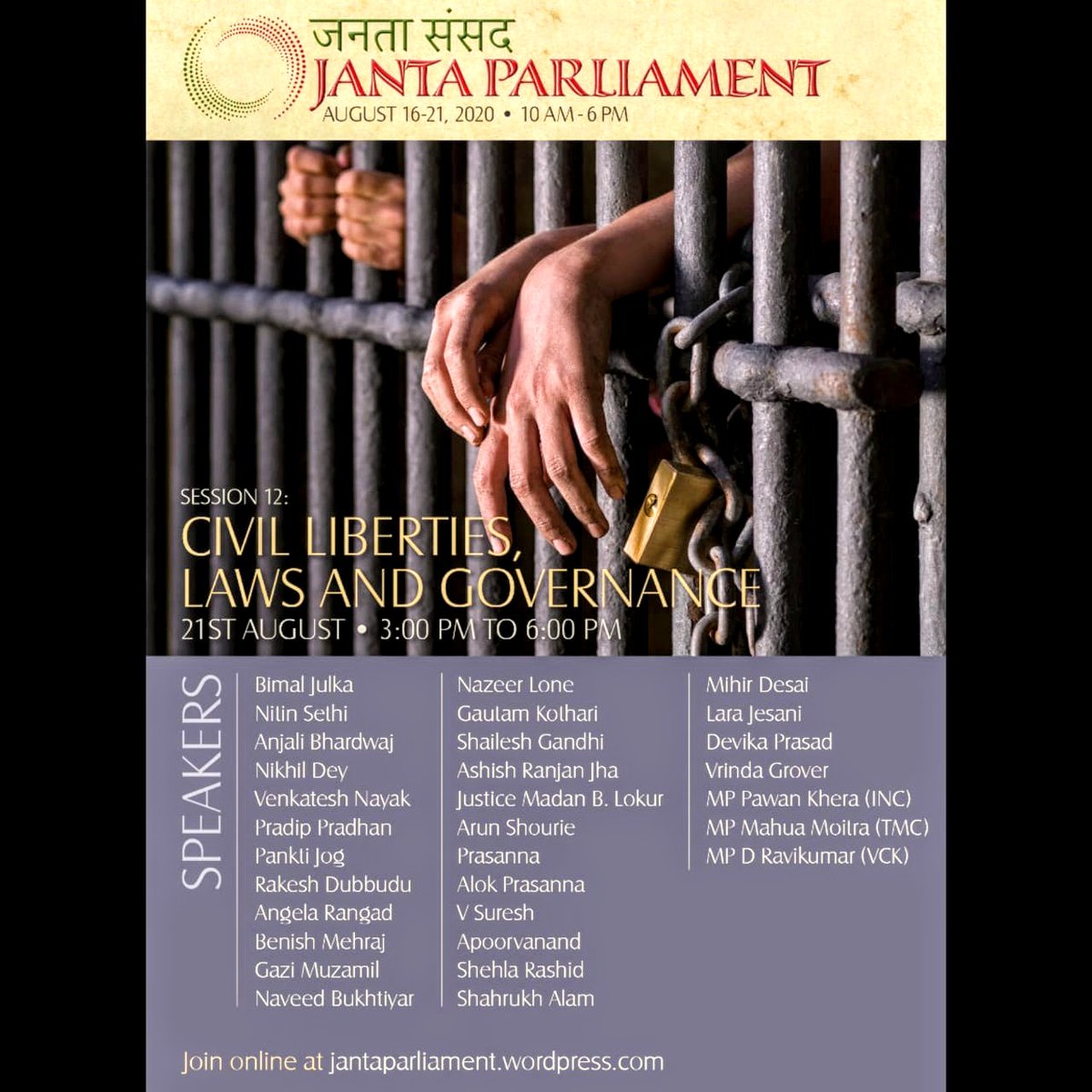 Maadhyam On Twitter Today At 3pm We Have The Concluding Session Of The 6 Day Jantaparliament With A Brilliant Line Up Of Speakers On Civilliberties Transparency Accountability Judicialaccountability Amp Dissent In A