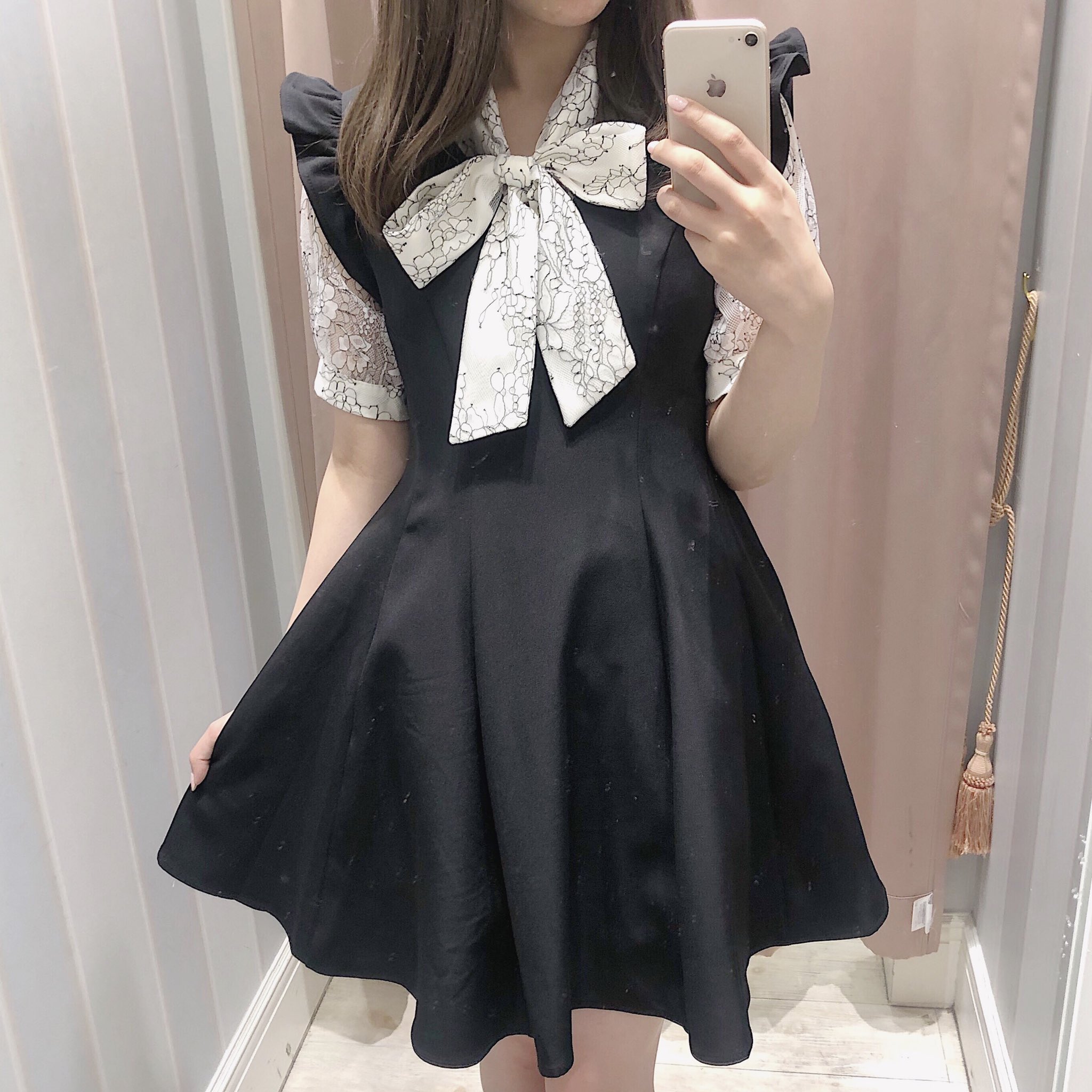 リバーシブルタイプ evelyn トップス ワンピース レースtp肩フリルop