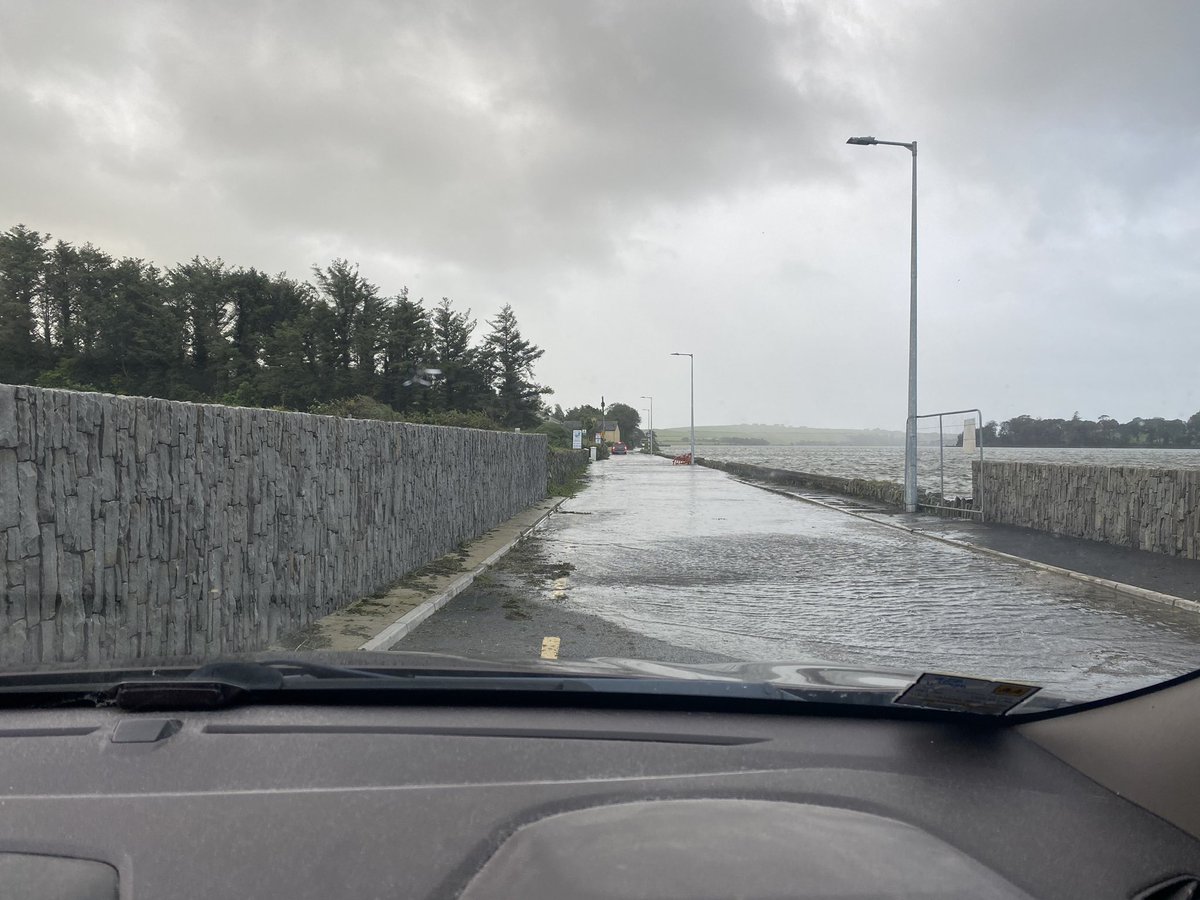 COSullivanTD's tweet photo. I took a spin to Ring village this morning at high tide. The road is once again flooded. 
The OPW carry out a box ticking exercise when it comes to public consultation.We warned that Ring would experience more flooding under their design. Thankfully Clonakilty remained protected. https://t.co/98wZph06fN