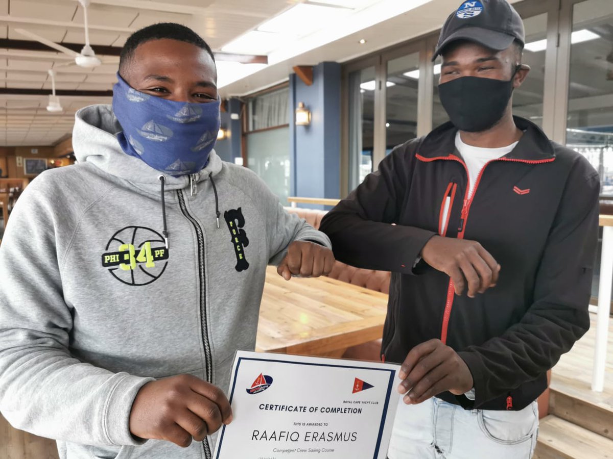 RCYC_sailing's tweet photo. Three Cheers to Raafiq Erasmus, Sikelela Mente and Cameron Peters for completing their competent crew course with Alex Mamacos and our talent Senior Intrusctor, Sibu.

Well done boys!

📸 @the_only_wumpus
.
.
.
#LearnToSail #LearnToSwim #SailTraining #MatchRacing #CapeTown https://t.co/HJZQoXnAYU