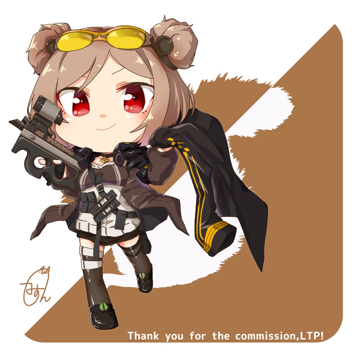 「Skebご依頼いただきありがとうございました
P90
#少女前線
#ドールズフロ」|紙屋みょーんのイラスト