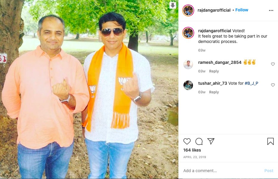 Raj Dangar is a former ABVP leader from Gujarat with strong ties with the BJP.In fact, his brother Dr. Bharat Dangar is a senior BJP leader who is the former Mayor of Vadodara & Director of Bank of Baroda.Raj Dangar handles "Govt Relations" at Xovak Media(3/8)