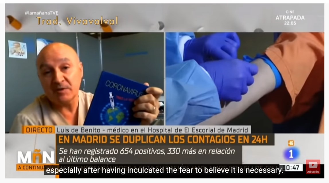 Listen to this Spanish doctor downplay fear porn on Covid19, also points out that testing PCR positive doesn't mean one is ill, and questions efficacy and need for a vaccine that Pharma wants to sell...Refreshing to hear another non-alarmist expert.