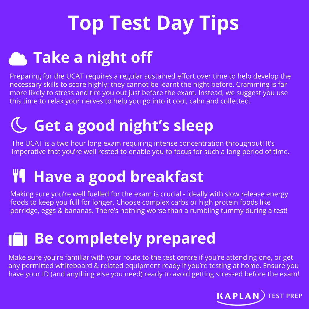 KaplanMedics's tweet photo. What you do in the 24 hours before sitting the UCAT can make all the difference in maximising your score. Here's our tips to make sure you stay calm and composed, and go in strong! 
.
.
.
.
.
.
.
#ucas #ucat #bmat #alevels #studymotivation #gamsat #dentistry #medicine #wfh #exams https://t.co/qcNs1AtIlB