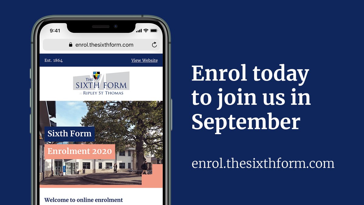 Ripley St Thomas CE Academy (@ripleystthomas) on Twitter photo YEAR 11: Have you enrolled in <a href="/thesixthform/">The Sixth Form at Ripley St Thomas</a> yet?
Visit enrol.thesixthform.com to complete the enrolment form and join us in September.
Entry closes on Monday at 10am. YEAR 11: Have you enrolled in <a href="/thesixthform/">The Sixth Form at Ripley St Thomas</a> yet?
Visit enrol.thesixthform.com to complete the enrolment form and join us in September.
Entry closes on Monday at 10am.