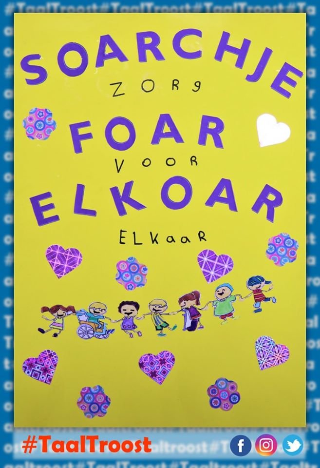 Dit voorjaar zijn we gestart met het project <a href="/TaalTroost/">TaalTroost</a>, een project van troost en verbinding in corona-tijd. Leerlingen zoeken naar taalschatten om hun buurt te verrassen, te verrijken en te troosten. Doe ook mee en maak de omgeving blij met mooie woorden, zinnen en uitspraken!