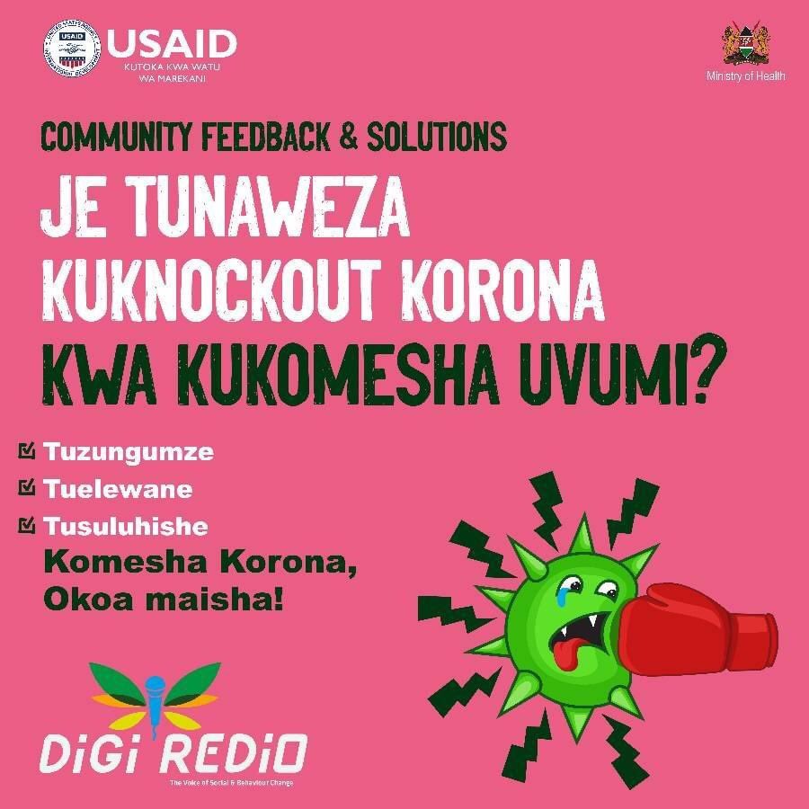 #TumainiHewani
#KomeshaCoronaOkoaMaisha
Ang'o momiyo ber mondo oganda olim kuonde mag thieth e kinde ma piny mangima kalo e tembe mag midhusi mar Corona?
#MikayiKiloki
@DigiRedio 
@USAIDKenya 
@agj_kenya 
@CBCC_Africa @MOH_Kenya @NurturingCareKE @YACHSiaya