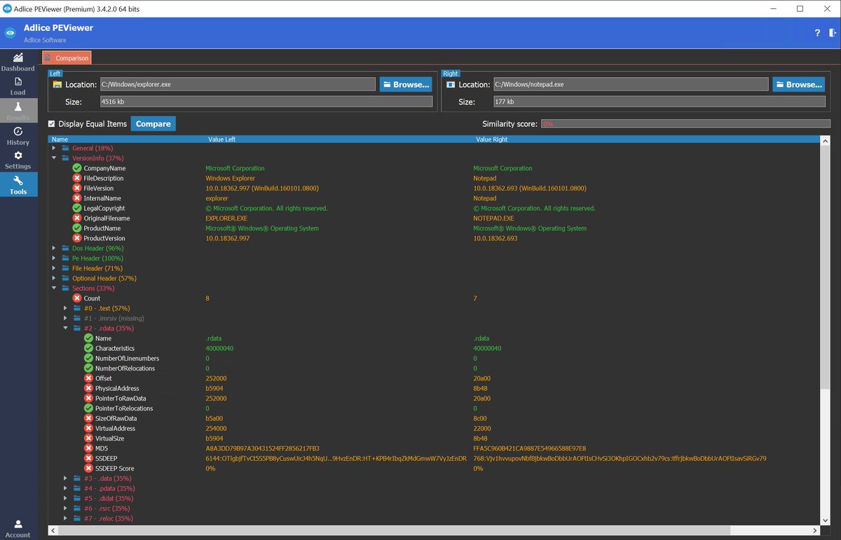 TigzyRK's tweet photo. #APEV Adlice #PEViewer will have a new comparison form with a refined UI and ability to compare up to 5 samples for similarities or differences (2 different modes) https://t.co/A9qckcJgDh