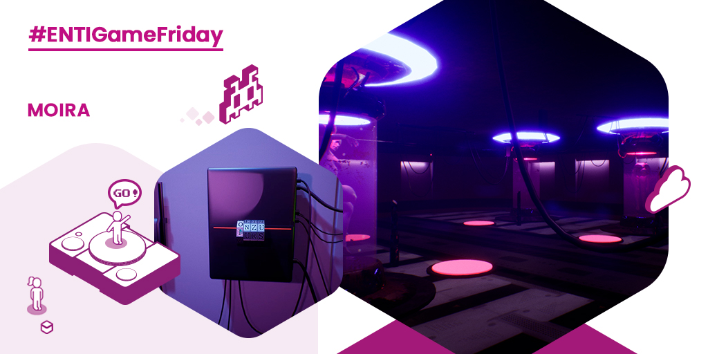 ENTI_BCN's tweet photo. Ens despertem dins una torre i una IA és l'única que ens ajudarà a trobar la sortida! Misteris d'ambientació cyberpunk a  MOIRA de @CirceStudio equip mixt d'estudiants del cicles formatius. @marybitter_ @neia_chan @Almorax2 @narukyn_ https://t.co/Z9CwNGSdoa