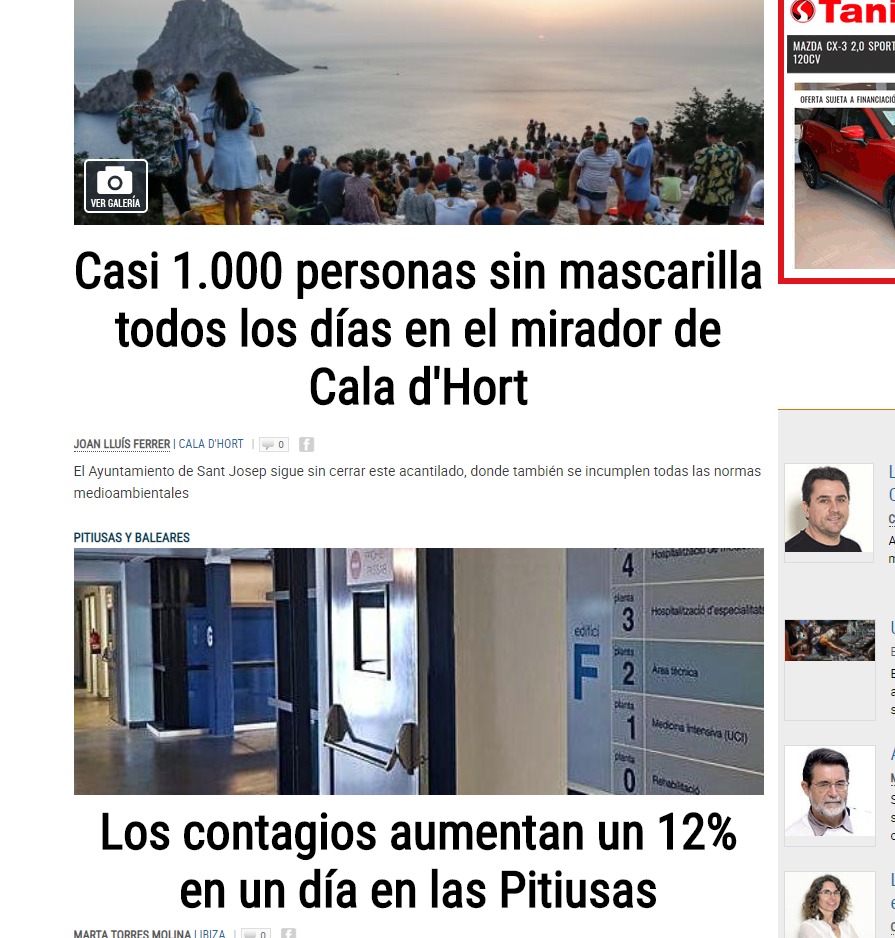 Rosiyag's tweet photo. No me extraña el segundo titular, si tenemos el primer titular... acción-reacción ¡cuanta irresponsabilidad! #COVID #ibiza #Verano2020 #Mascarilla @Diario_de_ibiza @el_pais @sanidadgob @elmundoes @Consell_Eivissa .@Santjosepibiza @iescolar https://t.co/TDc9hcLeGg
