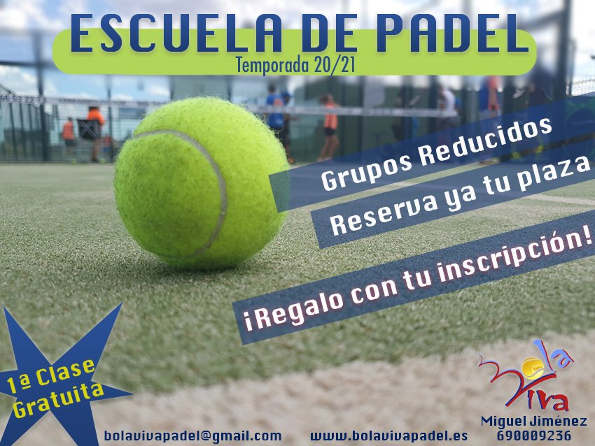COMIENZO TEMPORADA 2020/21. BOLA VIVA PADEL.

Queridos amig@s,

Arrancamos nuestra escuela de padel a partir del día 1 de Septiembre 🎾🎾

YA puedes reservar tu horario, indicándonos:

Nombre y apellidos:

Email: 

Disponibilidad:

Número de alumnos:

Dirección para clases: