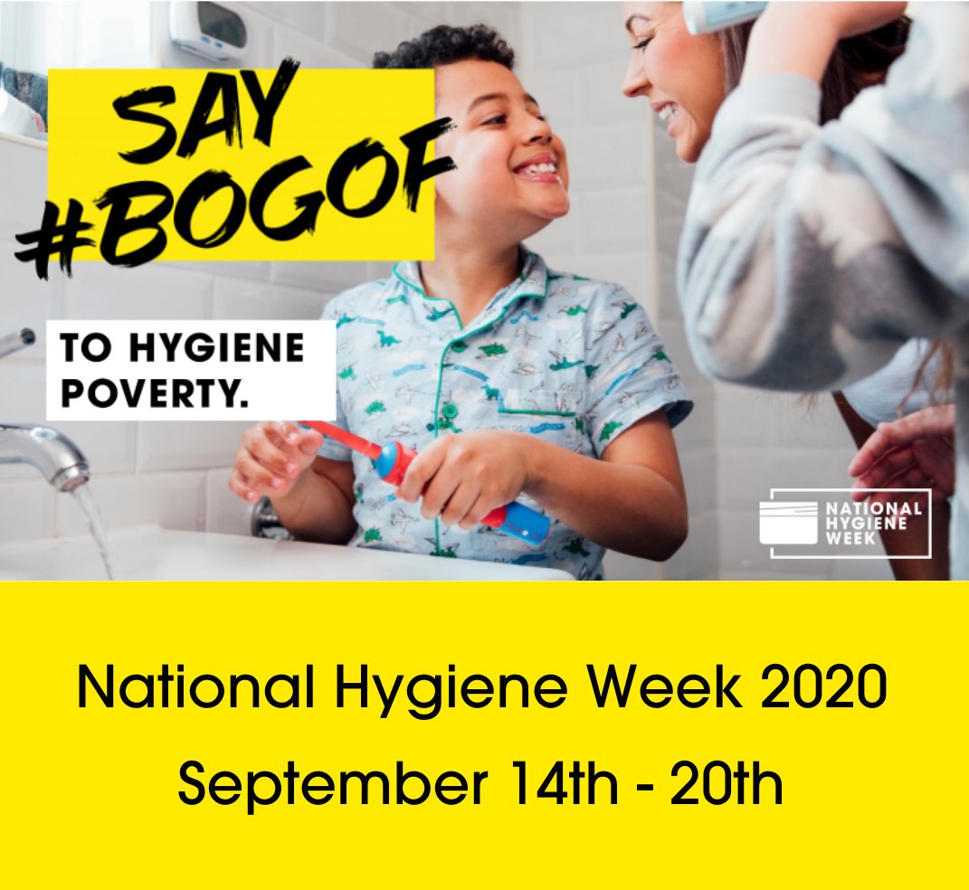 We are pleased to announce the UK's first ever National Hygiene Week SEPTEMBER 14th - 20th 2020. With over 14m people in the UK living in poverty it has never been more important, we're saying #BOGOF to hygiene poverty, and want you to do the same.  ow.ly/RYRV50B5iXZ