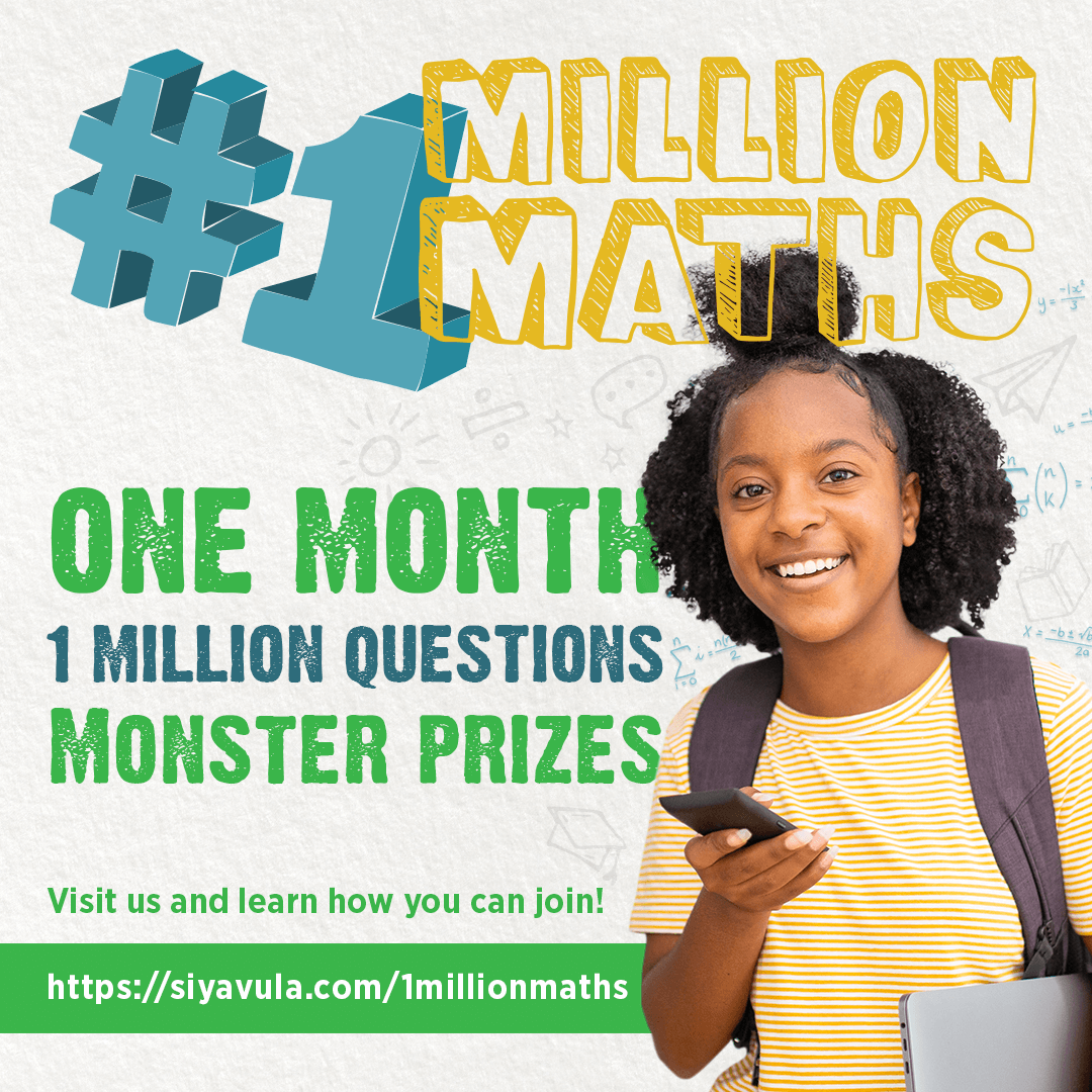 Siyavula's tweet photo. Please RT and share: all SA learners are invited to join the @Siyavula #1MillionMaths challenge this September. 1 million questions in 1 month! https://t.co/iYvr9ZNhqB https://t.co/op7GteB6mD