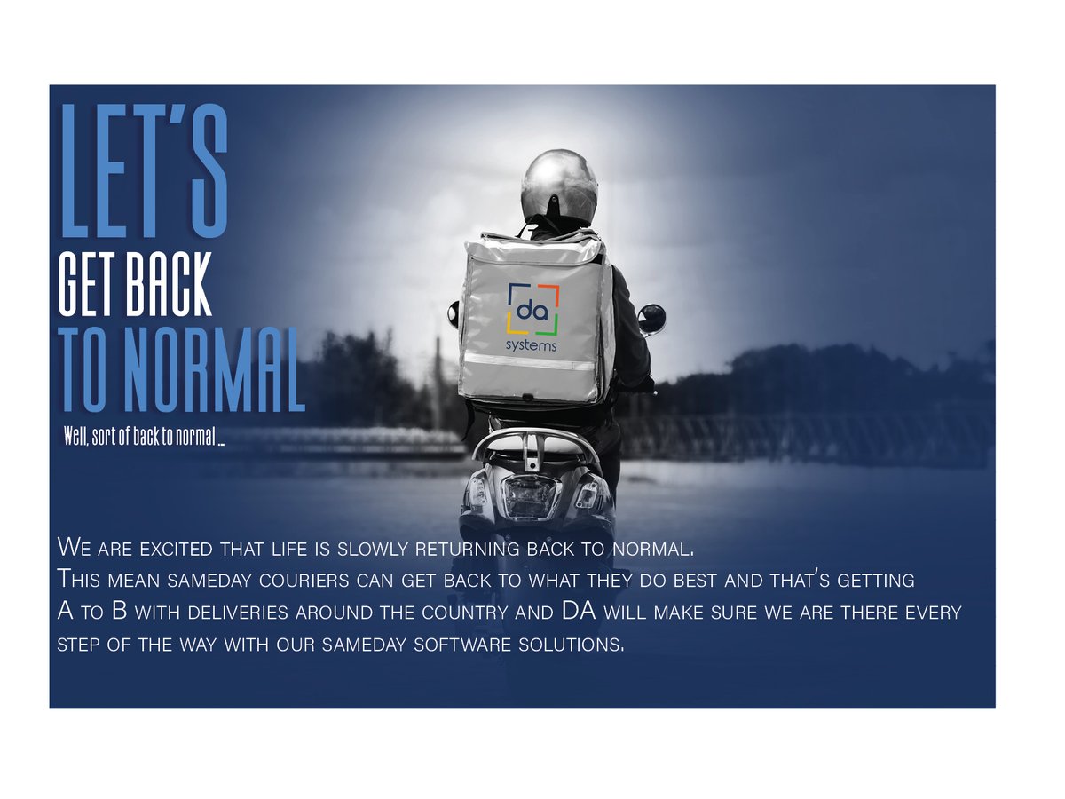 DASystems's tweet image. Let&apos;s get back to normal.
But first, let us help your courier company get there! 
#saas #topbox #aci #samedaycouriers #sameday #london #software #helpingcouriers #logistics #drivers #app