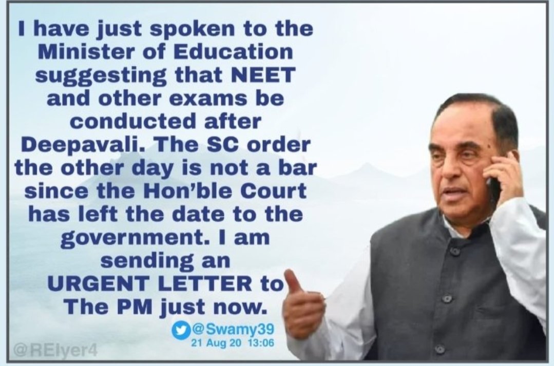 <a href="/Swamy39/">Subramanian Swamy</a> Ji!
Thanks for such a Quick response!
#Swamijihelp_NEETJEEaspirants 
Please help Millions of #Parents too who r looking Upto U for help as despite loss of Income in Covid  &amp; no Physical classes ,still school insisting on Full Tuition fee!
#HalfTuitionFee -online classes