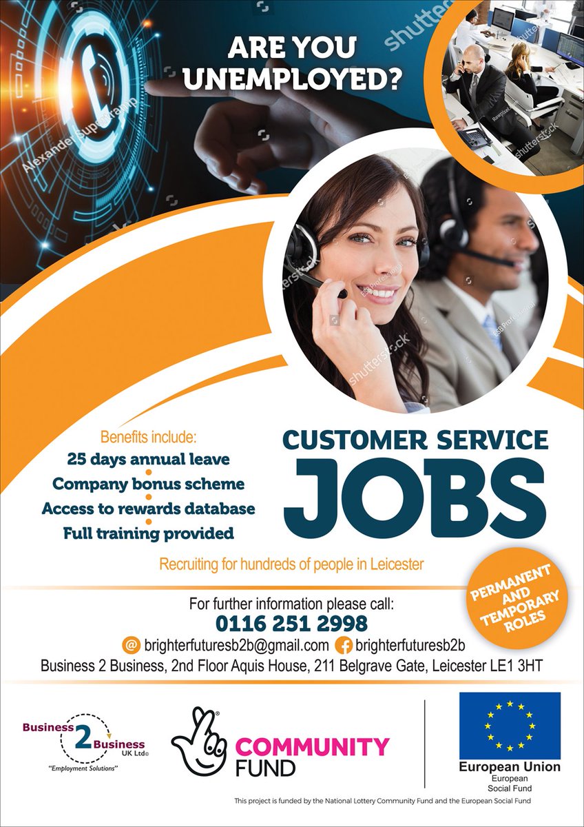 Job opportunities in #Leicester .
#unemployed #jobseekers #furloughed