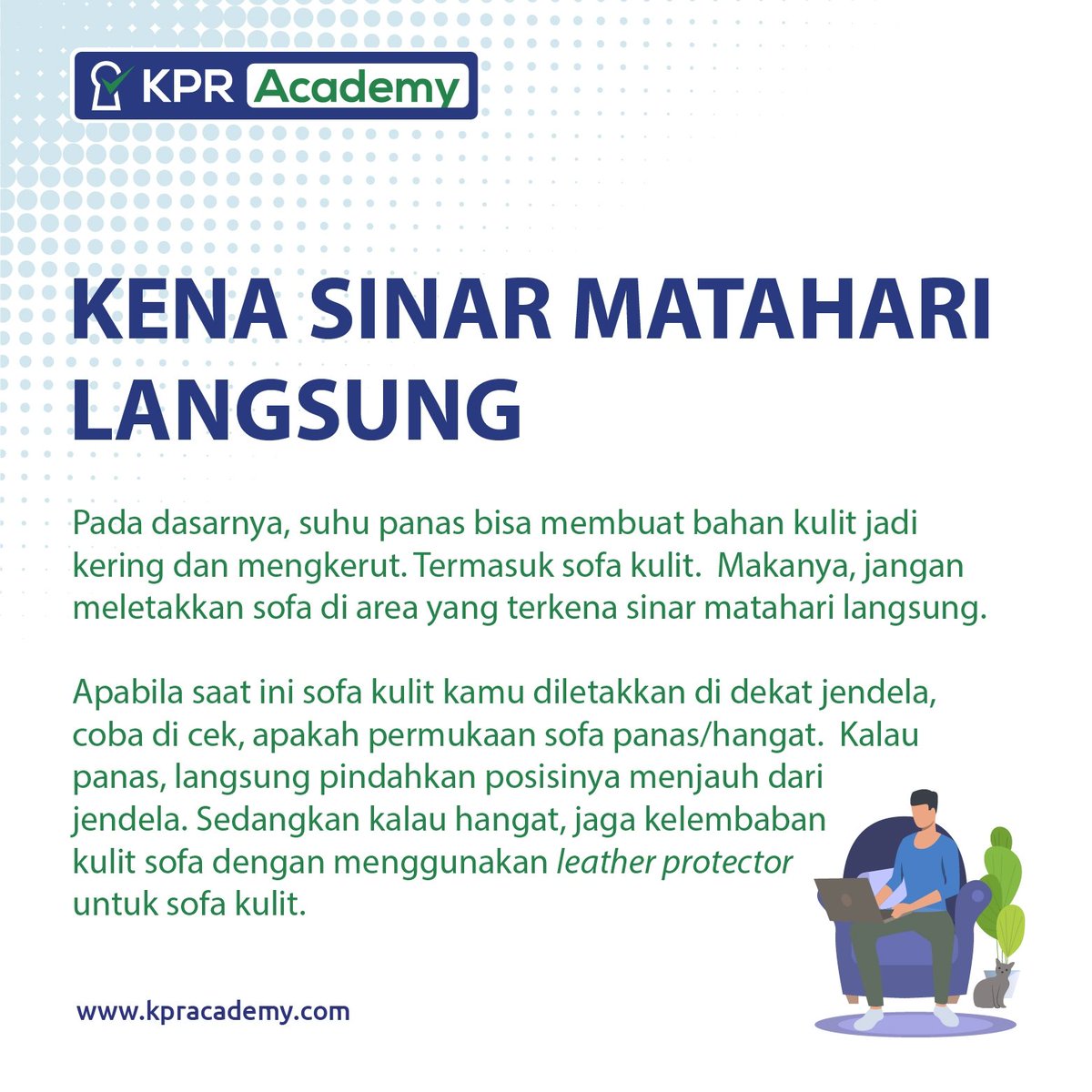 KPRacademy's tweet image. Sofa kulit di rumah kamu cepat rusak? Mungkin ini penyebabnya! Cek langsung kuy 👈

#sofarumah #sofa #sofakulit #perawatansofa #tipsrumahrapi #tips #inforumah #furniture #furnitures #kpracademy