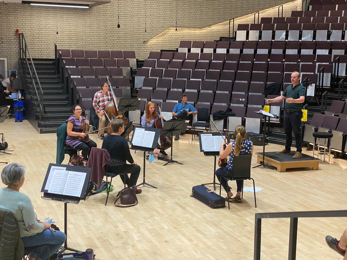 RMBandService's tweet image. COVID won’t halt our professional development and two of our newest Directors of Music have relished the opportunity to be back with the baton! Capt Tom Griffin RM and Lt Dan Button RM are seen here @RNCMvoice with the Manchester Camerata as they study for a Masters in conducting