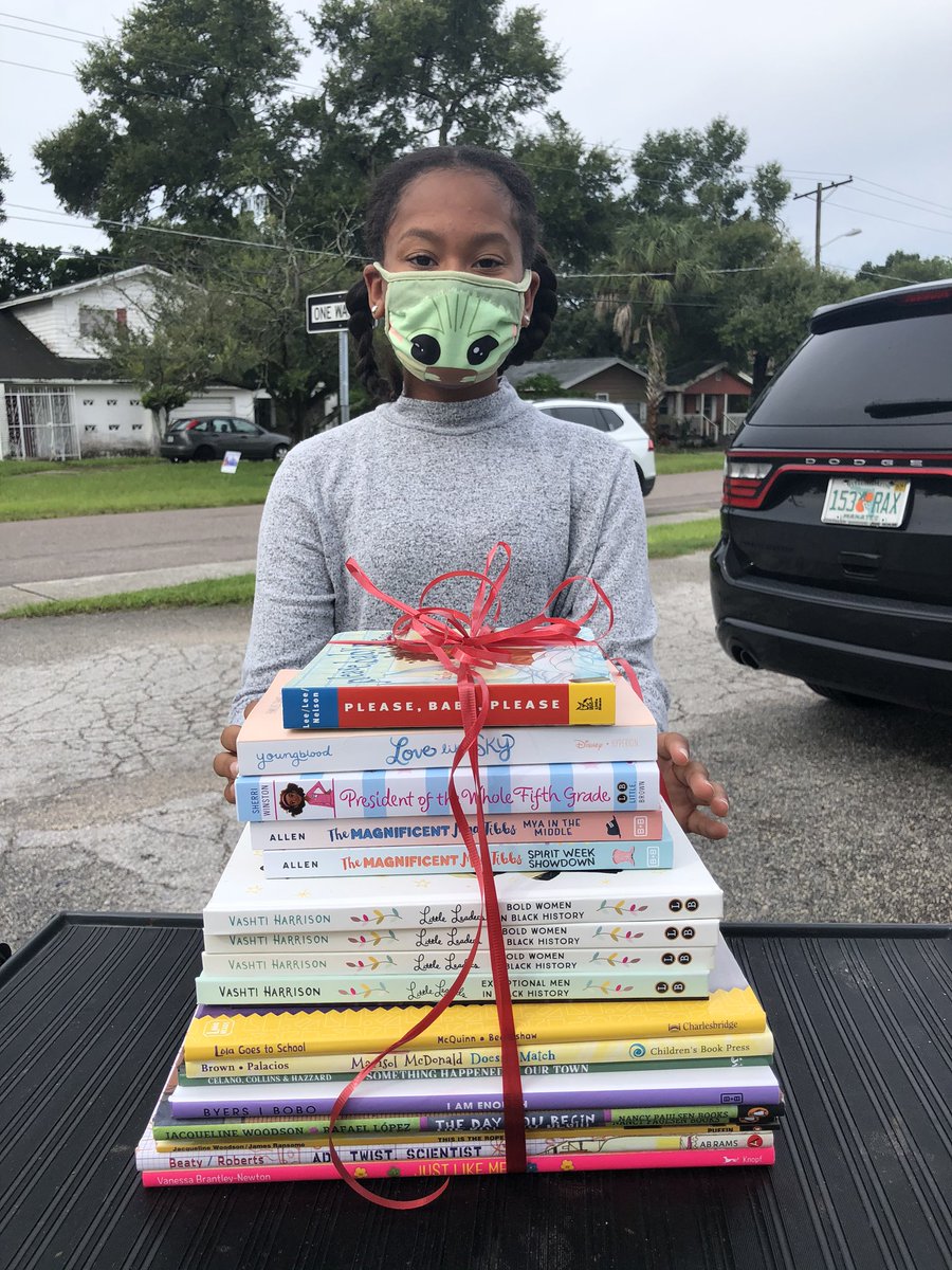 mermull's tweet photo. This morning I met an inspiring student leader, Haili, who started the nonprofit #bookslikeme. Thank you Haili for these relevant books! We were able to fill our @LtlFreeLibrary generously donated from our friends @Hillsedufnd 📚🤗 @PotterEagles @Community_Sch @TransformHCPS https://t.co/mOqoGnzWeM