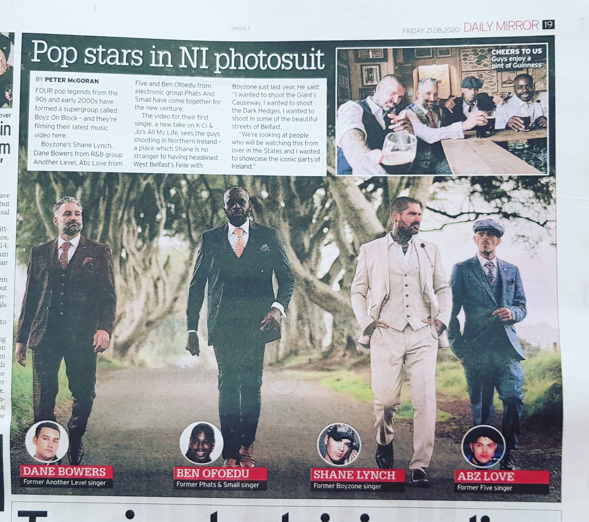 Boyz On Block in the Daily Mirror today! @BBlockofficial @shanelynchlife @abzlove @BigBenOfoedu @xdanemuw