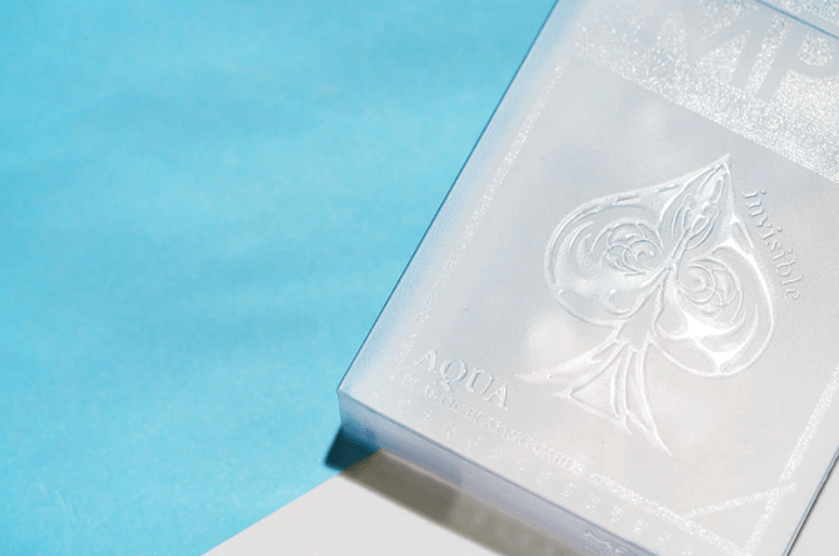 JPGAMESltd's tweet photo. A ground-breaking completely transparent deck of playing cards with clear ink printed by MPC. A 100% waterproof deck including the box. AQUA playing cards really are the closest thing to an invisible deck of cards which you can still physically hold. 

https://t.co/2FILoVRYus https://t.co/aJZATm350X