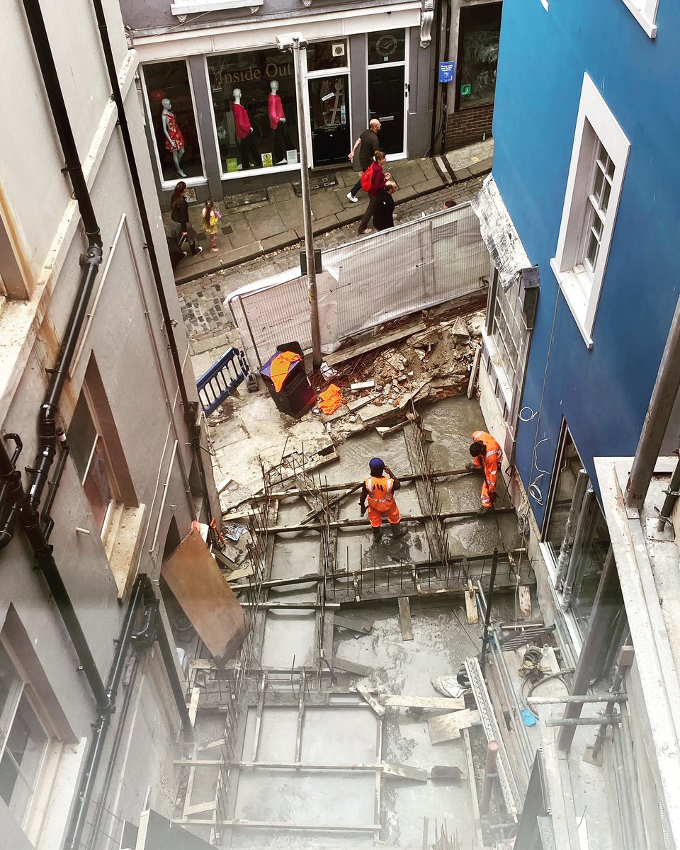HeyDougall's tweet photo. The new courtyard starts to emerge through some reasonably complicated formwork... just a few weeks to go until the big reveal... @RDHCT @CreativeFstone @CQ_folkestone #69TOHS @london_neat https://t.co/ORbI77DlhH