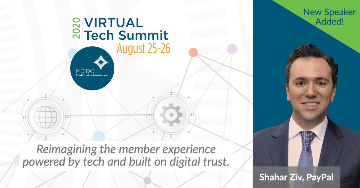 Just added to our Tech Summit lineup @PayPal @ziv_shahar - Joining innovators from @AdvantEdge_ @CULedger @Visa @posh_ai @PSCUForward @CUengage @msieve & Strategic Talent Solutions. Register now! bit.ly/2E4wxmN