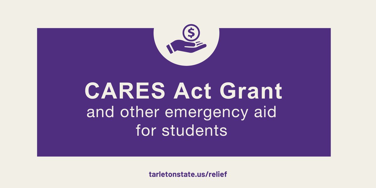 Texans, we are here to help you. There are funds available to assist students with emergency expenses and financial hardships related to a sudden change in finances, housing, utilities, food insecurity and medical expenses. #TarletonUpdates

Learn more at tarletonstate.us/relief