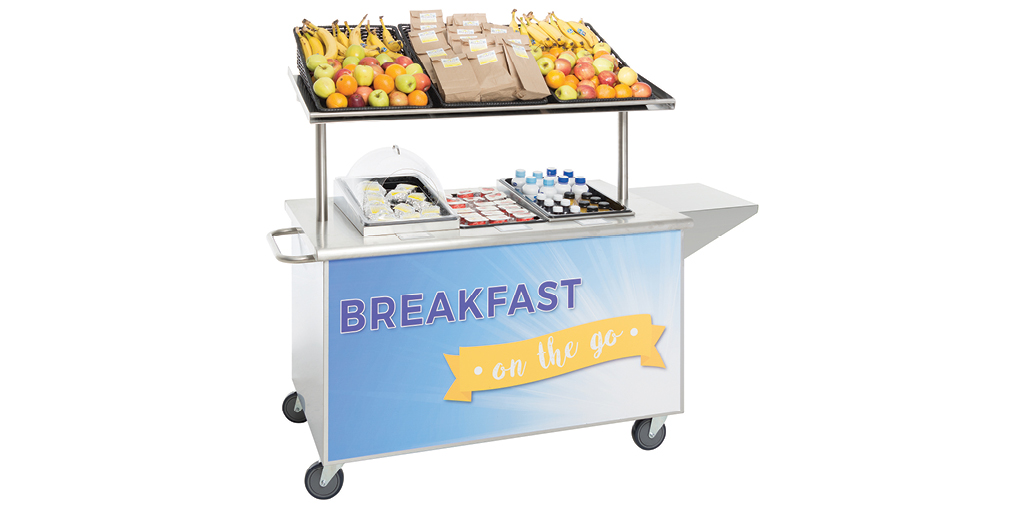 Hubert_K12's tweet photo. The only constant in 2020 is change. Our versatile Breakfast Cart can be easily used for cafeteria, hallway, or curbside feeding—be prepared for anything. Shop Now: https://t.co/j2zPaYLjSl https://t.co/gKx2ZVMCrY
