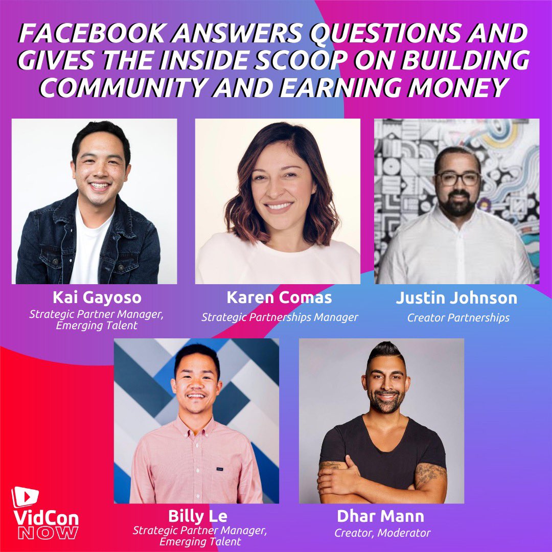 VidCon's tweet photo. In this session presented by Facebook on Fri 8/28 at 11AM PT, @dharmann hosts a panel of @Facebook Partnerships team members to give you the inside scoop on how you can use Facebook to grow your business and earn money. Register now at https://t.co/VwfnzSpoYh! https://t.co/jwyaKP9osw