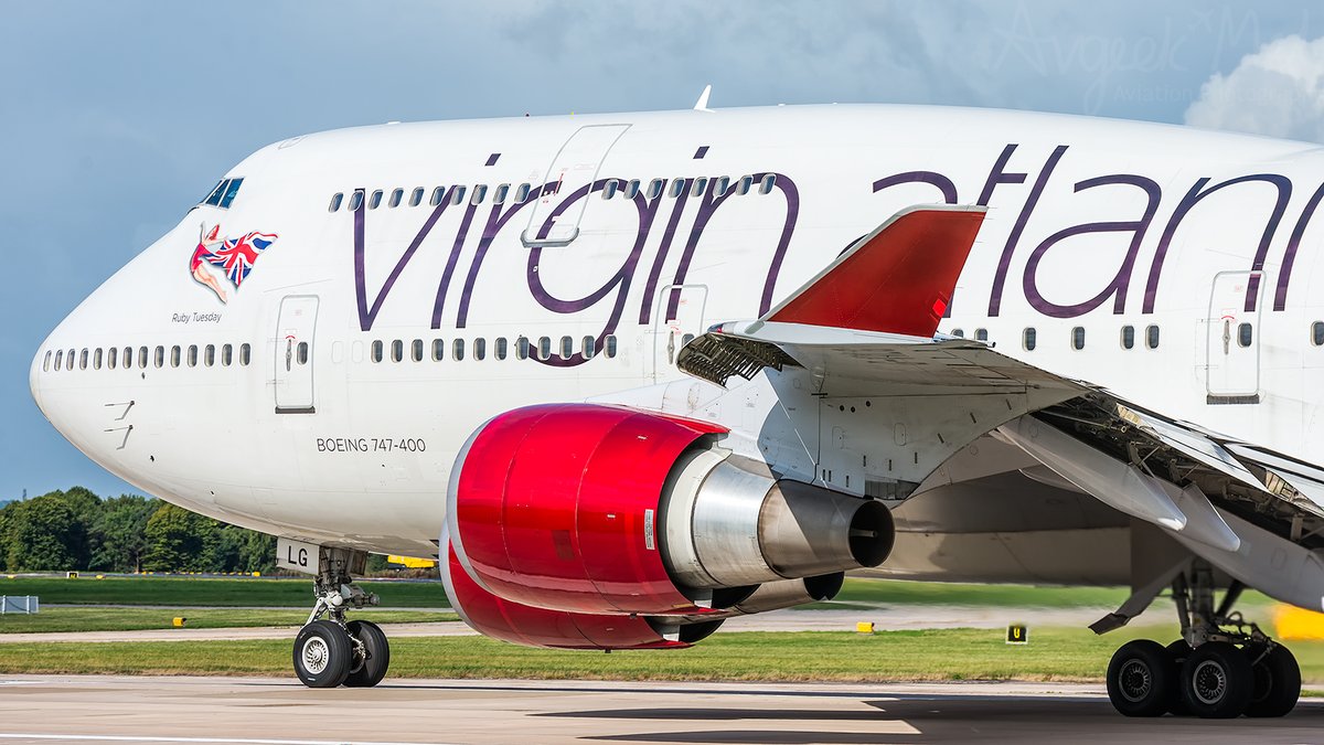 AvgeekMel's tweet photo. Close up of one of @VirginAtlantic #QueenoftheSkies "Ruby Tuesday" as she prepared to depart from @manairport back in Aug 2018 #avgeek #aviation #throwbackspotting #v1images @v1images #theworldwillflyagain @FanpagesVirgin @AvgeekAtlantic https://t.co/XVV4jV2fYi