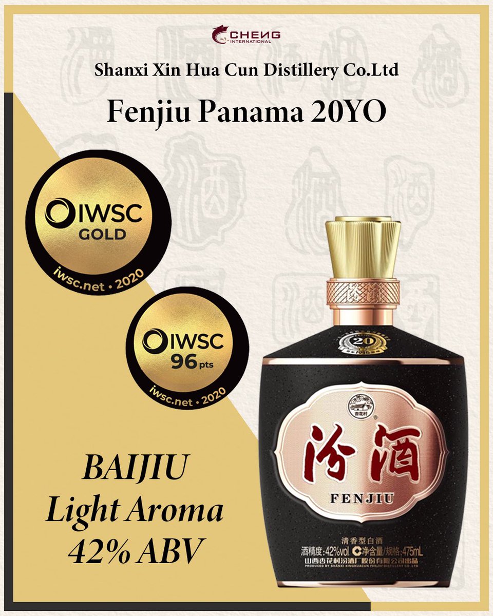 cheng international (@chenginternati1) on Twitter photo Awesome🎉
Our #fenjiu Panama 20 Yo 42% has been awarded a Gold Medal at <a href="/theiwsc/">IWSC - International Wine & Spirit Competition</a> - International Wine&Spirt Competition 2020.
It was also the Grand Medal winner at the Panama Pacific World Exposition in 1915. We are very proud of the exceptional quality of this product! Awesome🎉
Our #fenjiu Panama 20 Yo 42% has been awarded a Gold Medal at <a href="/theiwsc/">IWSC - International Wine & Spirit Competition</a> - International Wine&Spirt Competition 2020.
It was also the Grand Medal winner at the Panama Pacific World Exposition in 1915. We are very proud of the exceptional quality of this product!