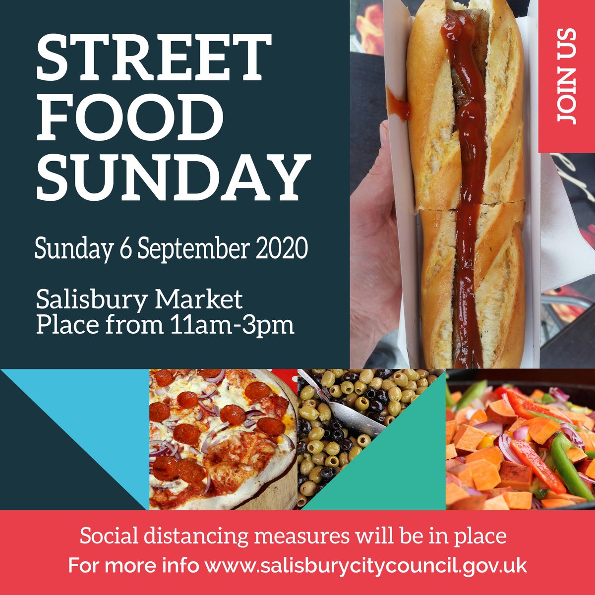 Join us for Street Food Sunday on Sunday 6 September from 11am - 3pm! 
A fabulous variety of street food specialists will be at #Salisbury Market Place providing an array of delicious food for all tastes.
