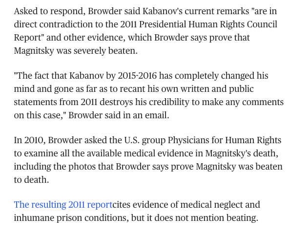 You continue to lie about the death of Sergei Magnitsky to the media and parliaments. @KenDilanianNBC had a medical examiner check Magnitsky's autopsy report and found no evidence he was murdered, let alone beaten with batons for 90 minutes: https://www.nbcnews.com/news/us-news/legal-battle-behind-trump-tower-meeting-n785776