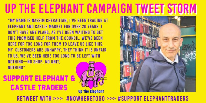 Walworth_Greens's tweet photo. Where are those 'guaranteed' new spaces for the remaining 40+ traders at #ElephantCastleShoppingCentre with nowhere to go? Should not you honour your promises @lb_southwark @ShapingElephant @UAL @TreeShepherd
#nowheretogo #supportelephanttraders https://t.co/EbLTxDuaeV